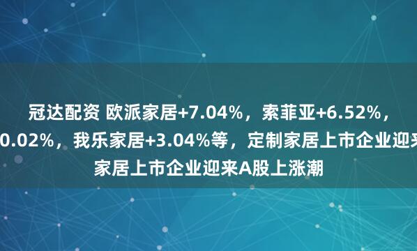 冠达配资 欧派家居+7.04%，索菲亚+6.52%，志邦家居+10.02%，我乐家居+3.04%等，定制家居上市企业迎来A股上涨潮